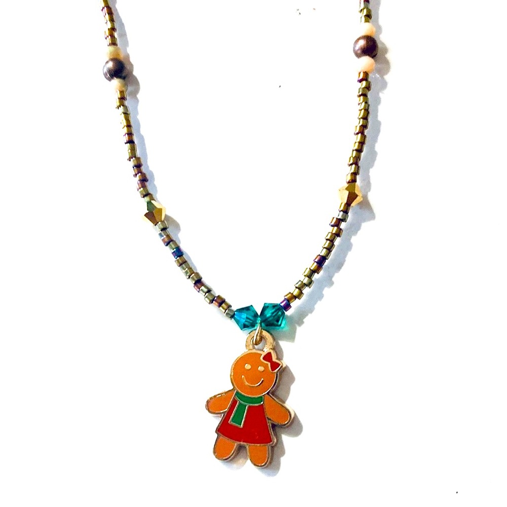 Sparkling Sweet Gingerbread Lady Necklace Christmas